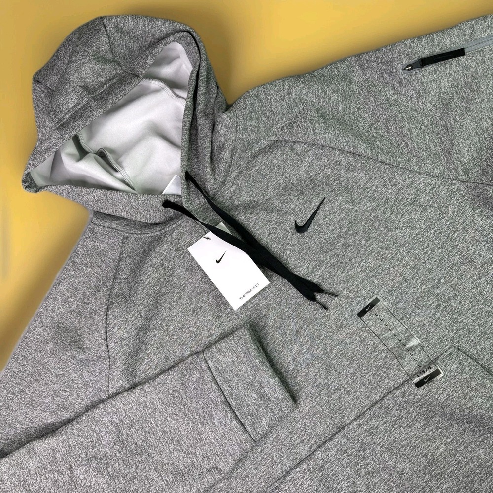 Nike Therma Men's Size Large Therma-FIT Hoodie Training Pullover Dark Gray New